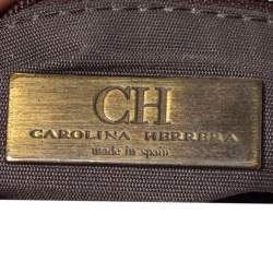 Pre Owned Carolina Herrera Deep Green Monogram Leather Flap Shoulder Bag