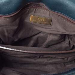 Pre Owned Carolina Herrera Deep Green Monogram Leather Flap Shoulder Bag