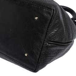 Pre Owned Carolina Herrera Black Monogram Leather Bucket Bag