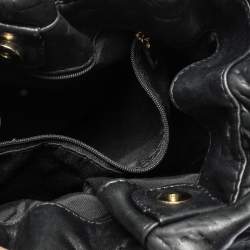 Pre Owned Carolina Herrera Black Monogram Leather Bucket Bag