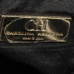 Pre Owned Carolina Herrera Black Monogram Leather Bucket Bag