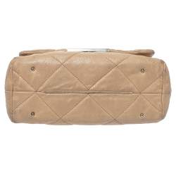 Pre Owned Carolina Herrera Beige Leather Flap Chain Shoulder Bag