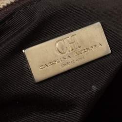 Pre Owned Carolina Herrera Beige Leather Flap Chain Shoulder Bag