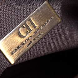 Pre Owned Carolina Herrera Brown/Gold Monogram Leather Chain Shoulder Bag