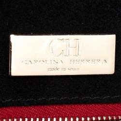 Pre Owned Carolina Herrera Black Monogram Patent Leather Push Lock Top Handle Bag