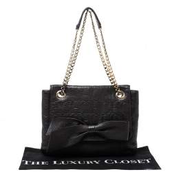 Pre Owned Carolina Herrera Dark Brown Leather Audrey Shoulder Bag