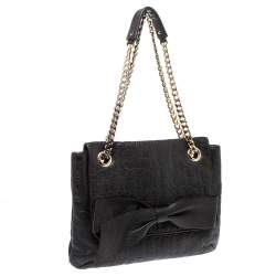 Pre Owned Carolina Herrera Dark Brown Leather Audrey Shoulder Bag