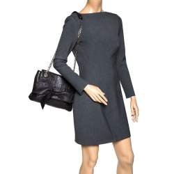 Pre Owned Carolina Herrera Dark Brown Leather Audrey Shoulder Bag