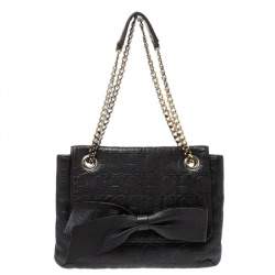 Pre Owned Carolina Herrera Dark Brown Leather Audrey Shoulder Bag