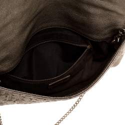 Pre Owned Carolina Herrera Gold Monogram Leather Bow Chain Clutch