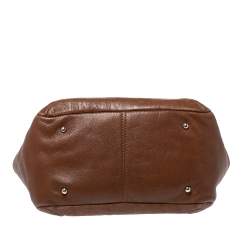 Pre Owned Carolina Herrera Brown Monogram Leather Audrey Tote