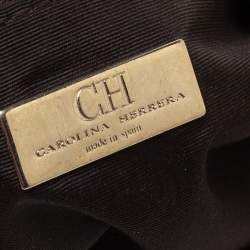 Pre Owned Carolina Herrera Brown Monogram Leather Audrey Tote