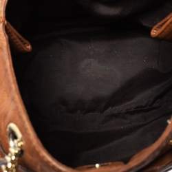 Pre Owned Carolina Herrera Brown Monogram Leather Audrey Tote