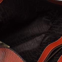 Pre Owned Carolina Herrera Orange Leather Shopper Tote