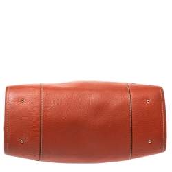 Pre Owned Carolina Herrera Orange Leather Shopper Tote