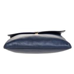 Pre Owned Carolina Herrera Navy Blue Leather Envelope Shoulder Bag