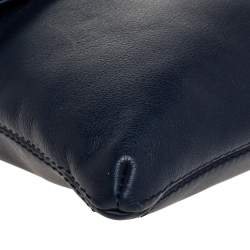 Pre Owned Carolina Herrera Navy Blue Leather Envelope Shoulder Bag