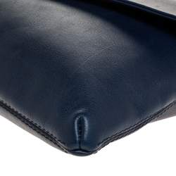 Pre Owned Carolina Herrera Navy Blue Leather Envelope Shoulder Bag