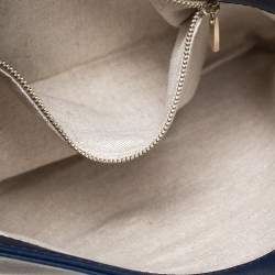 Pre Owned Carolina Herrera Navy Blue Leather Envelope Shoulder Bag