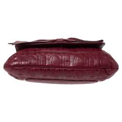 Pre Owned Carolina Herrera Burgundy Monogram Leather Audrey Shoulder Bag