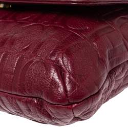 Pre Owned Carolina Herrera Burgundy Monogram Leather Audrey Shoulder Bag