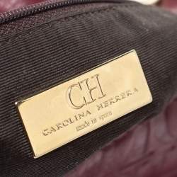 Pre Owned Carolina Herrera Burgundy Monogram Leather Audrey Shoulder Bag