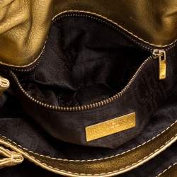Pre Owned Carolina Herrera Metallic Gold Leather Embellished Shoulder Bag