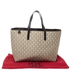 Pre Owned Carolina Herrera Beige/Brown Monogram Canvas and Leather Shopper Tote