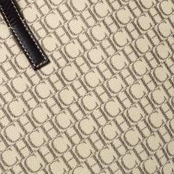 Pre Owned Carolina Herrera Beige/Brown Monogram Canvas and Leather Shopper Tote