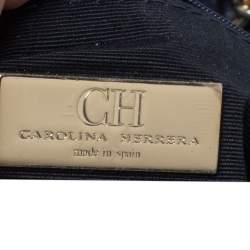 Pre Owned Carolina Herrera Blue Leather Crossbody Bag