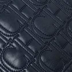 Pre Owned Carolina Herrera Blue Leather Crossbody Bag