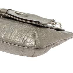 Pre Owned Carolina Herrera Metallic Monogram Leather Audrey Shoulder Bag
