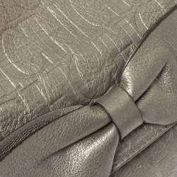 Pre Owned Carolina Herrera Metallic Monogram Leather Audrey Shoulder Bag