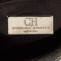 Pre Owned Carolina Herrera Metallic Monogram Leather Audrey Shoulder Bag