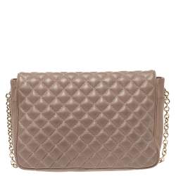 Pre Owned Carolina Herrera Beige Quilted Leather Flap Chain Shoulder Bag