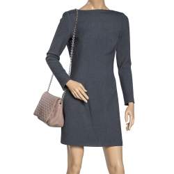 Pre Owned Carolina Herrera Beige Quilted Leather Flap Chain Shoulder Bag