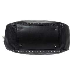 Pre Owned Carolina Herrera Black Leather Studded Hobo