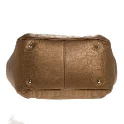 Pre Owned Carolina Herrera Gold Monogram Leather Audrey Tote 