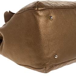 Pre Owned Carolina Herrera Gold Monogram Leather Audrey Tote 