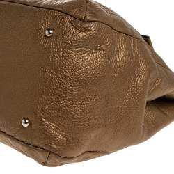 Pre Owned Carolina Herrera Gold Monogram Leather Audrey Tote 