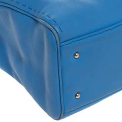 Pre Owned Carolina Herrera Blue Leather Charm Tote