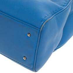 Pre Owned Carolina Herrera Blue Leather Charm Tote