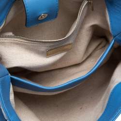 Pre Owned Carolina Herrera Blue Leather Charm Tote