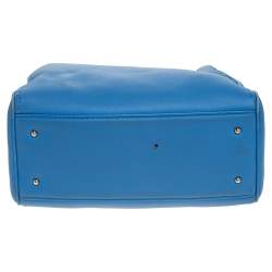 Pre Owned Carolina Herrera Blue Leather Charm Tote