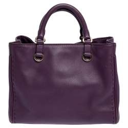 Pre Owned Carolina Herrera Purple Leather Charm Tote