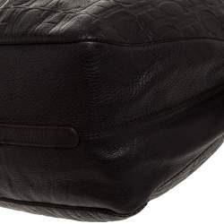 Pre Owned Carolina Herrera Dark Brown Monogram Leather Tote