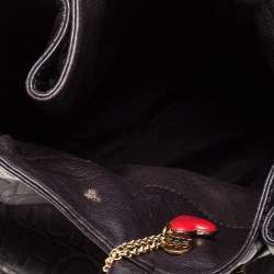 Pre Owned Carolina Herrera Dark Brown Monogram Leather Tote