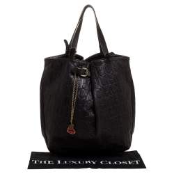 Pre Owned Carolina Herrera Dark Brown Monogram Leather Tote