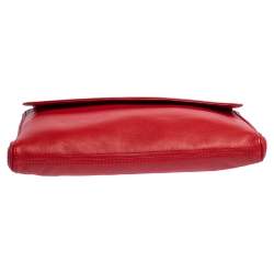 Pre Owned Carolina Herrera Red Leather Flap Shoulder Bag