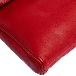 Pre Owned Carolina Herrera Red Leather Flap Shoulder Bag